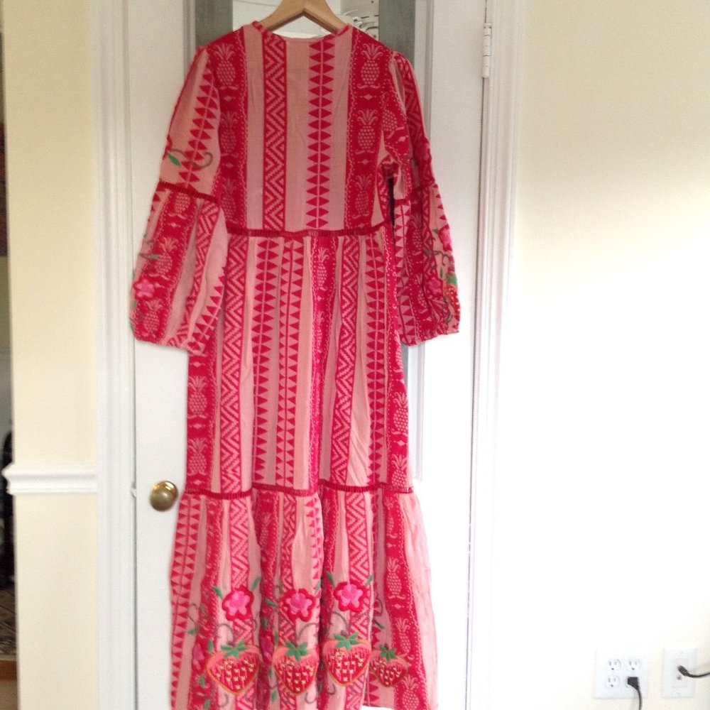Farm Rio Pineapple Jacquard Split-Neck Maxi Dress - Picture 11 of 16